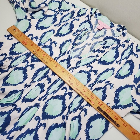 Lilly Pulitzer Sarasota‎ Tunic Top Women XS Blue Ikat Print Resort Beach Boho - Picture 9 of 12